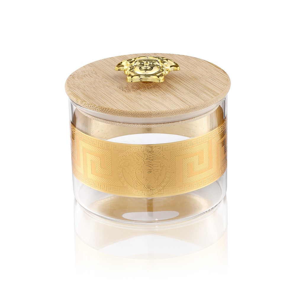 Borosilicate Airtight Jar 500 ML - Set of 1 Pc with Gold Decal and Premium Knob