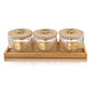 Borosilicate Airtight Jar 500 ML - Set of 3 Pcs with Gold Decal + Wooden Tray and Premium Knob