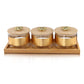 Borosilicate Airtight Jar 500 ml - Set of 3 Pcs with Gold Decal + Wooden Tray and Premium Knob