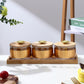 Borosilicate Airtight Jar 500 ml - Set of 3 Pcs with Gold Decal + Wooden Tray and Premium Knob