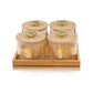 Borosilicate Airtight Jar 500 ml - Set of 4 Pcs with Gold Decal + Wooden Tray and Premium Knob