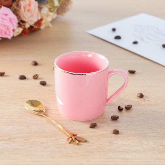 Swig Mug 180 Ml Set Of 6 Pcs - With Gold Rim + Pink