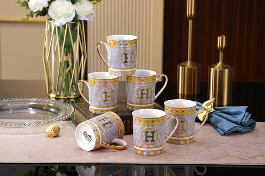 Premium Gold Collection Milk Mug Set 200 Ml Set Of 6 Pcs