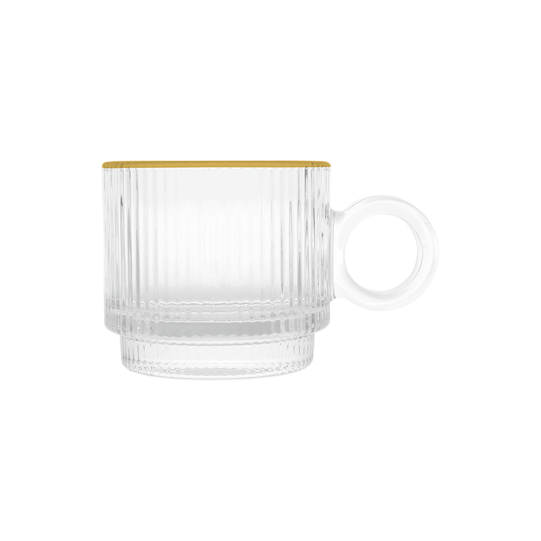 Lyra Tea Mug Set 170 Ml - With Gold Rim - Set Of 6 Pc