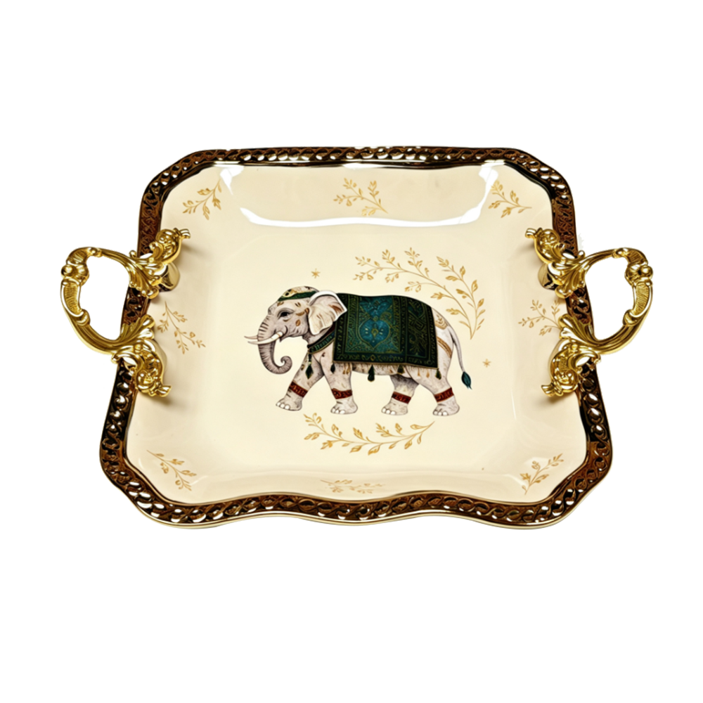 Elephant 25 Cm - Square Platter With Handle