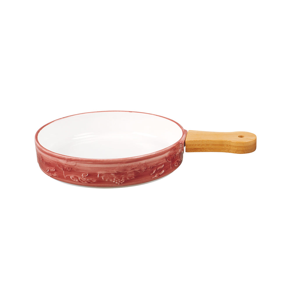 Genius Snack Dish with Wooden Handle 25.5 cm x 18 cm x 4 cm - Set of 1 Pc - Red