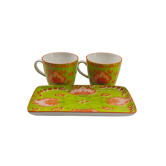 Nero Mug Set with Platter (23 cm) - Set of 3 Pcs