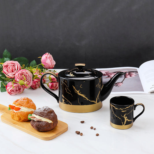 Tea Set - Gold Collection Set Of 8 Pcs - Black + Matt Gold