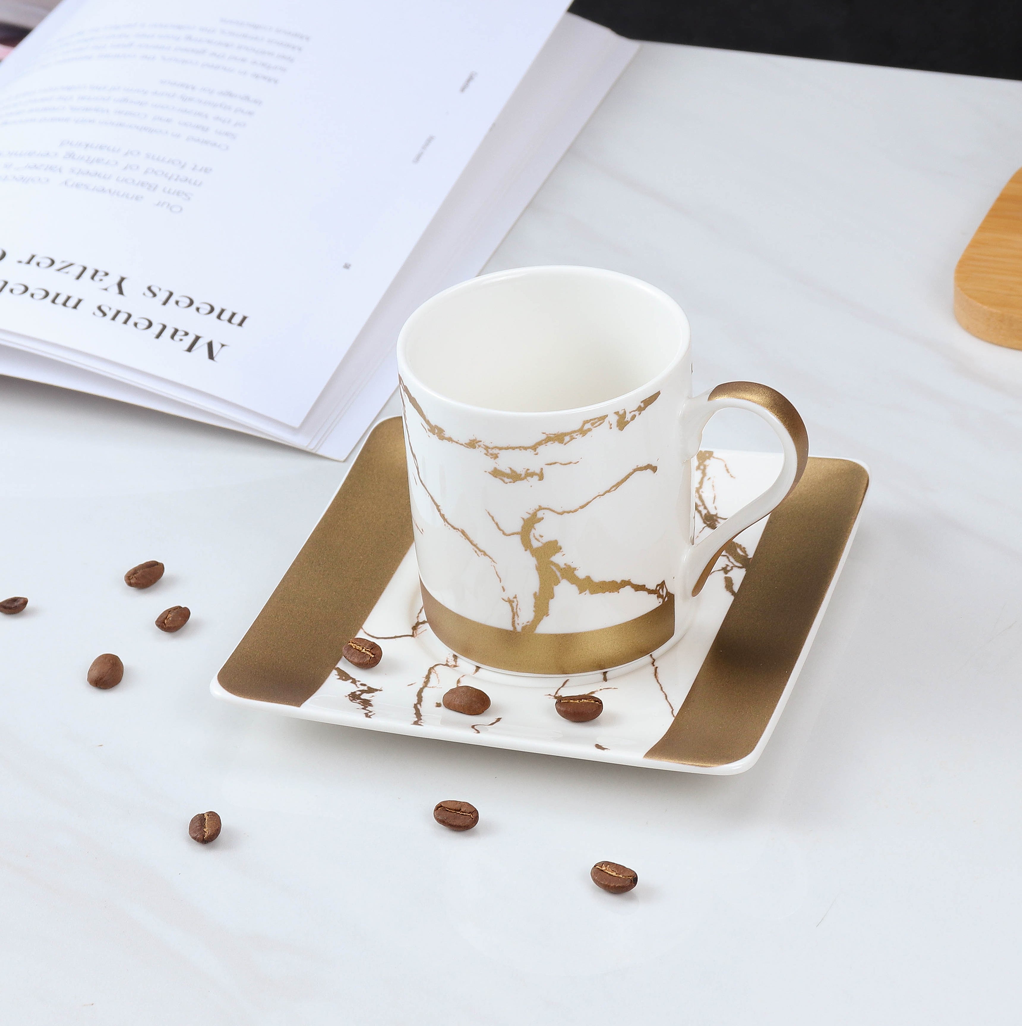 Cup & Saucer Set - Gold Collection 220 Ml Set Of 12 Pcs - White+ Matt ...