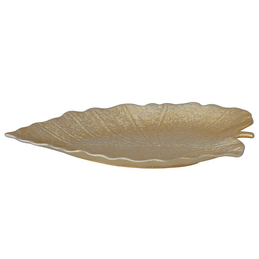 Yamasin - Mint Leaf Shape Serving Platter - 30.5 Cm Set Of 1 Pc - Gold